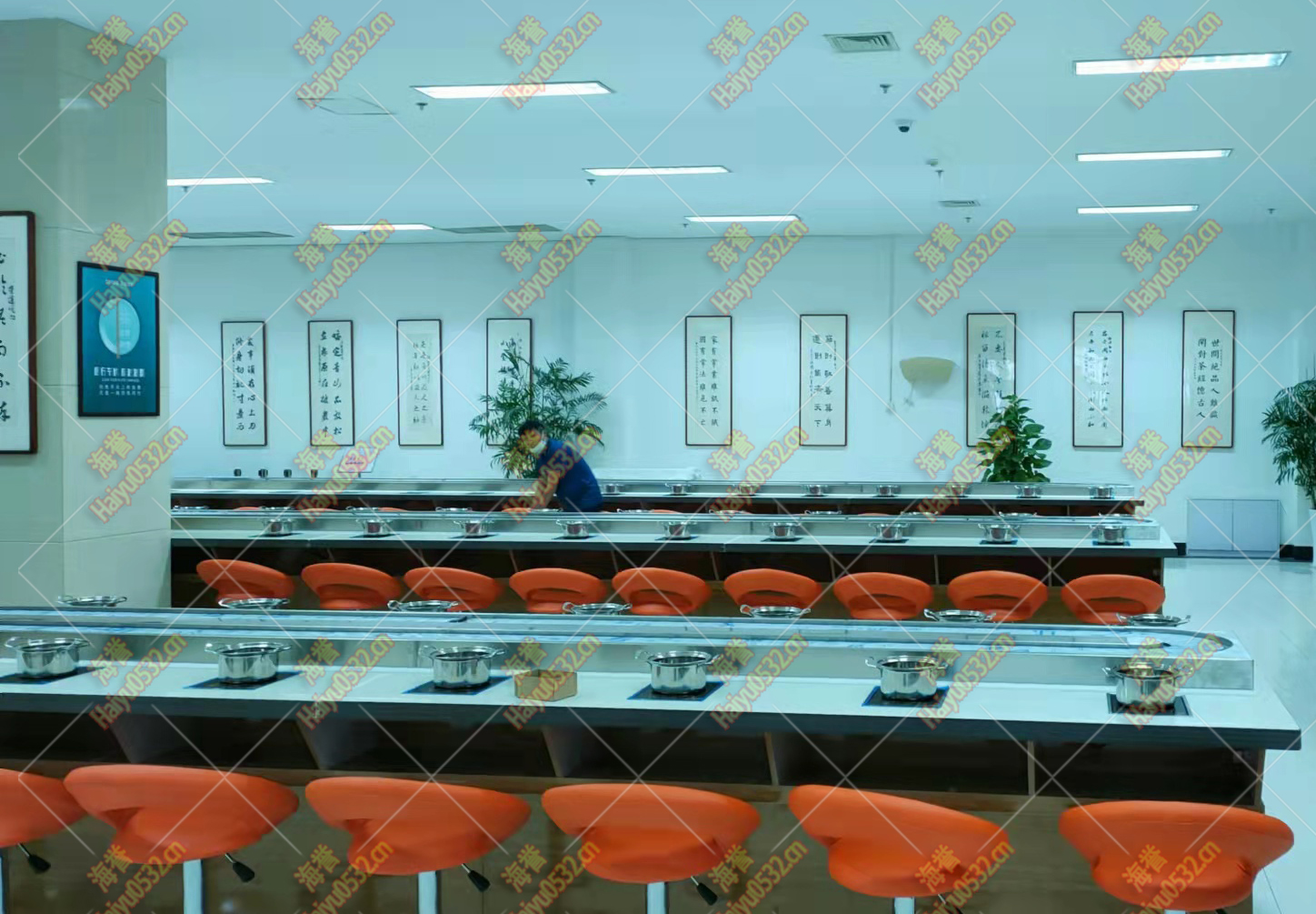 直線設(shè)備書(shū)法風(fēng)格裝飾店完成
