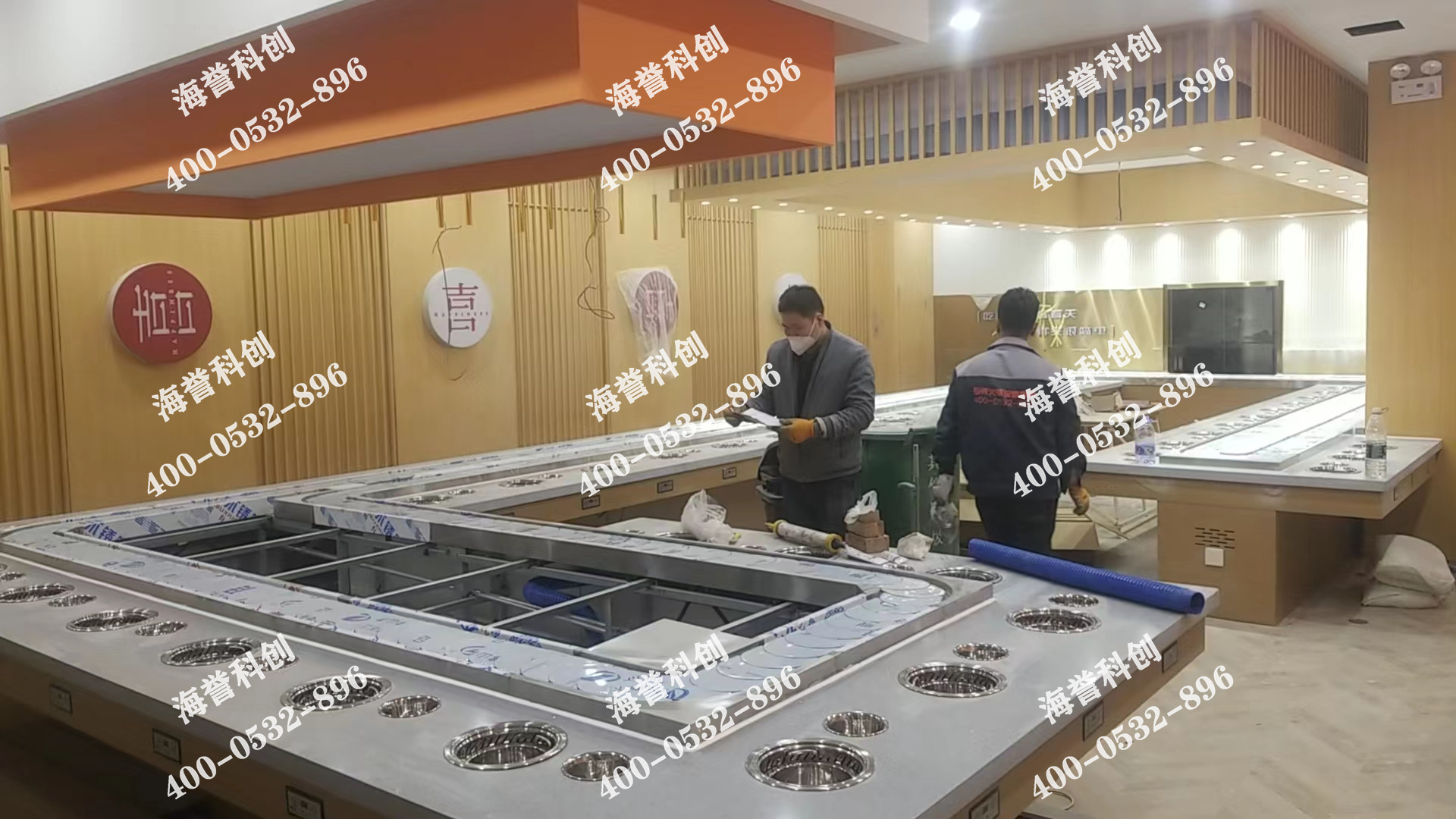 海譽科創(chuàng)山東青島單涮無煙小火鍋設(shè)備安裝完成