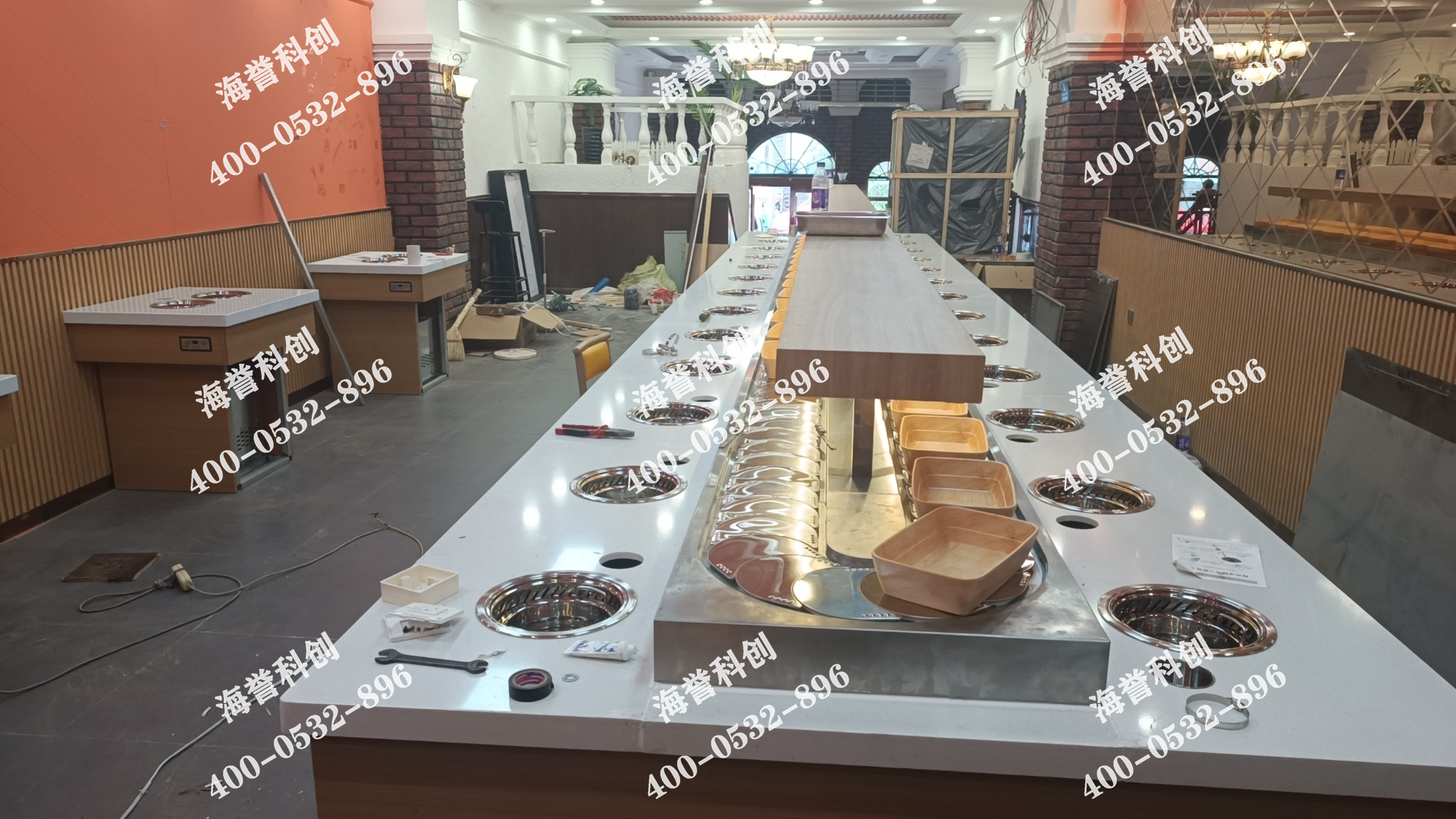 海譽科創(chuàng)吉林延邊單涮無煙小火鍋設備安裝完成
