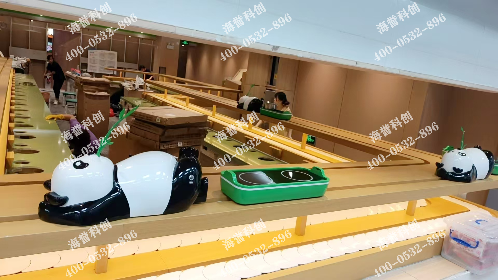 海譽科創(chuàng)合作伙伴單涮無煙小火鍋配備智能送餐小火車安裝完成