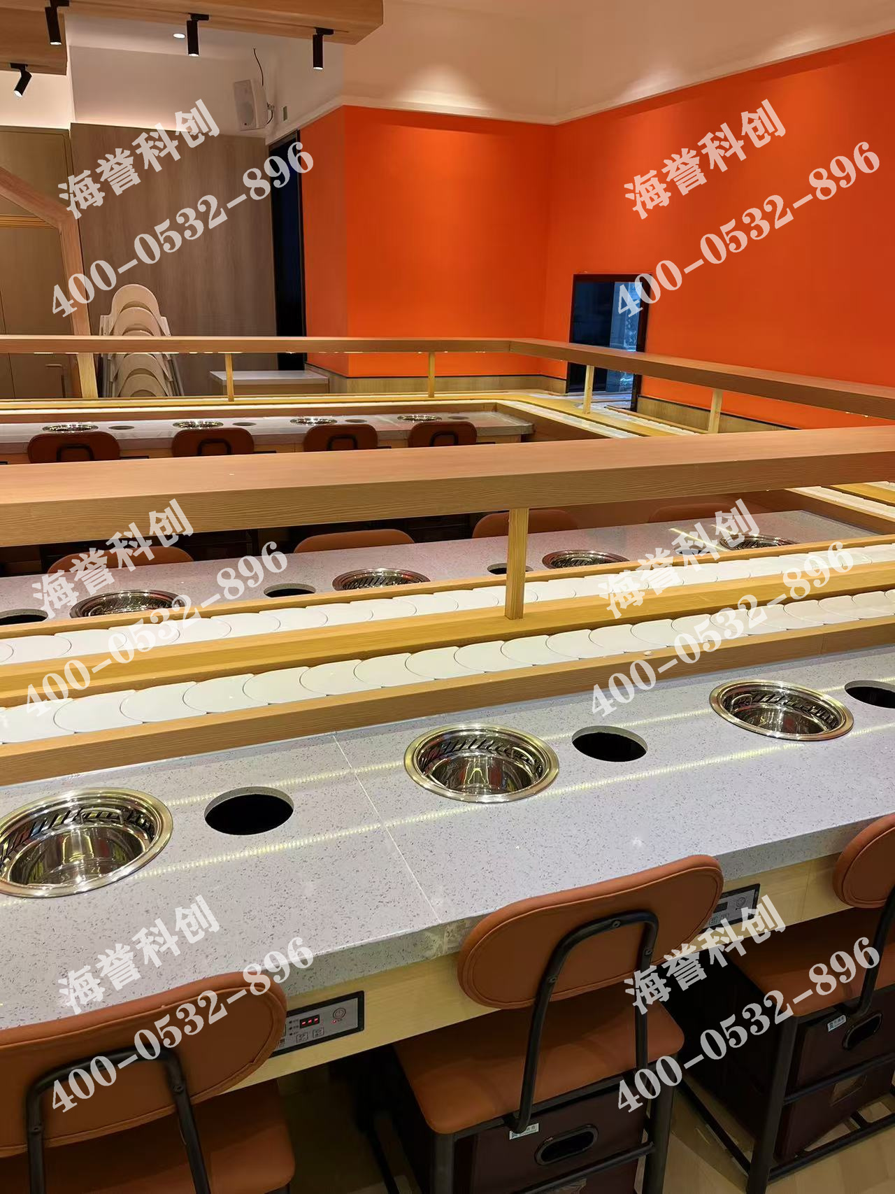海譽(yù)科創(chuàng)U+L組合型單涮無(wú)煙小火鍋設(shè)備安裝完成